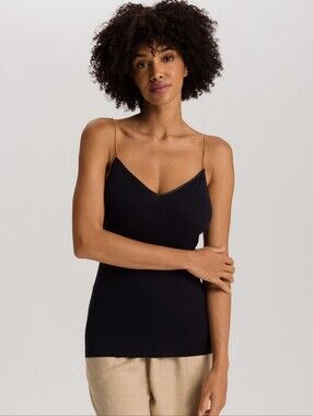 Hanro Black Cotton Stretch Camisole S